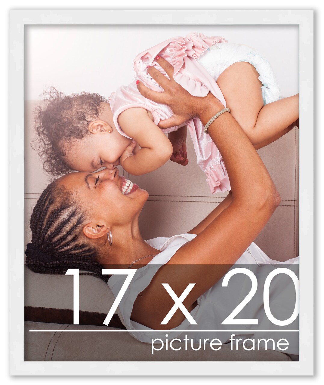 17x20 White Wood Picture Frame - UV Acrylic, Foam Board Backing, Hanging Hardware